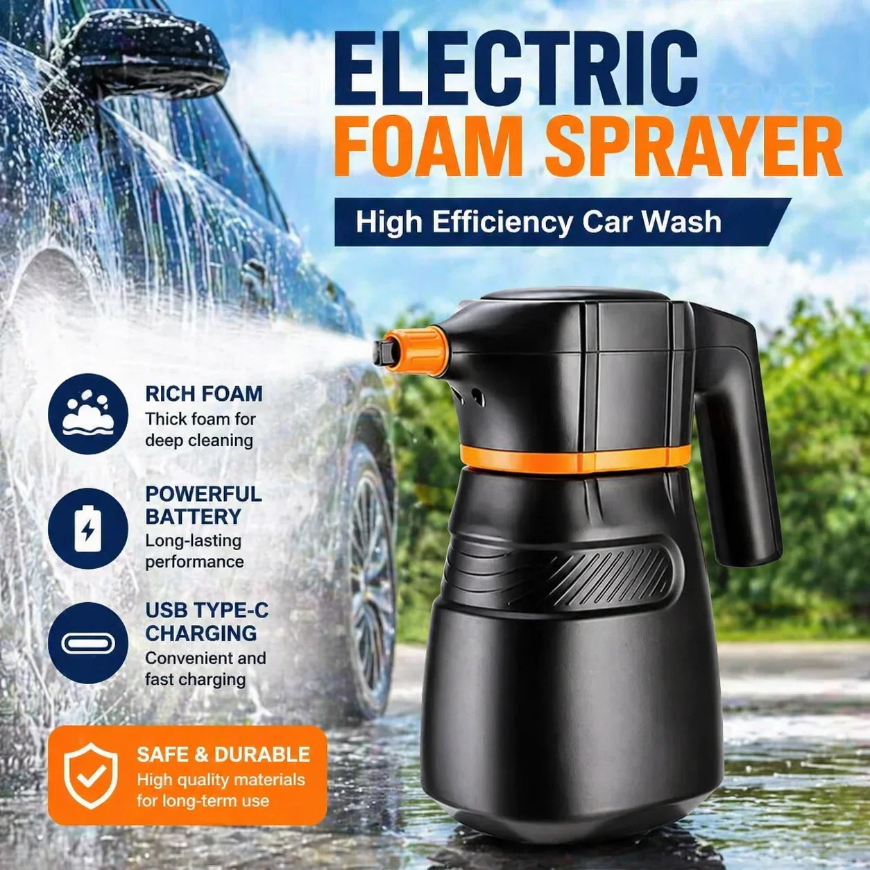 Pressure Washer Foam Gun - Electric Foam Sprayer Car Wash Clean